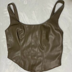 Abercrombie & Fitch Leather Scoop Neck Corset – Olive (NWOT)